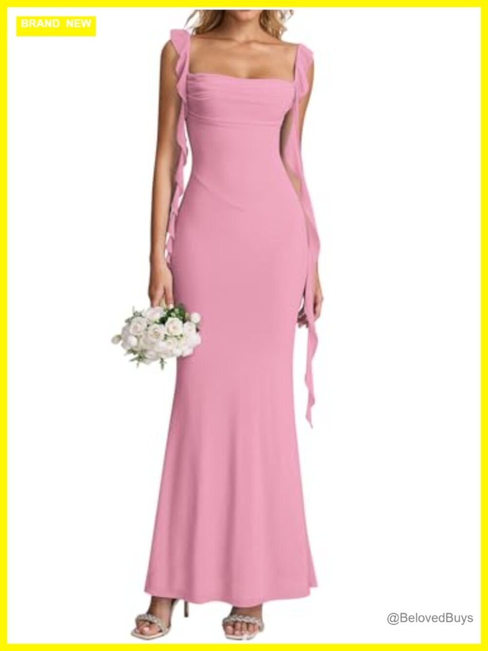 Ruffle Long Maxi Formal Wedding Guest Dress Sleeveless Bodycon